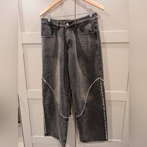 SHEIN Black Studded Women Jeans